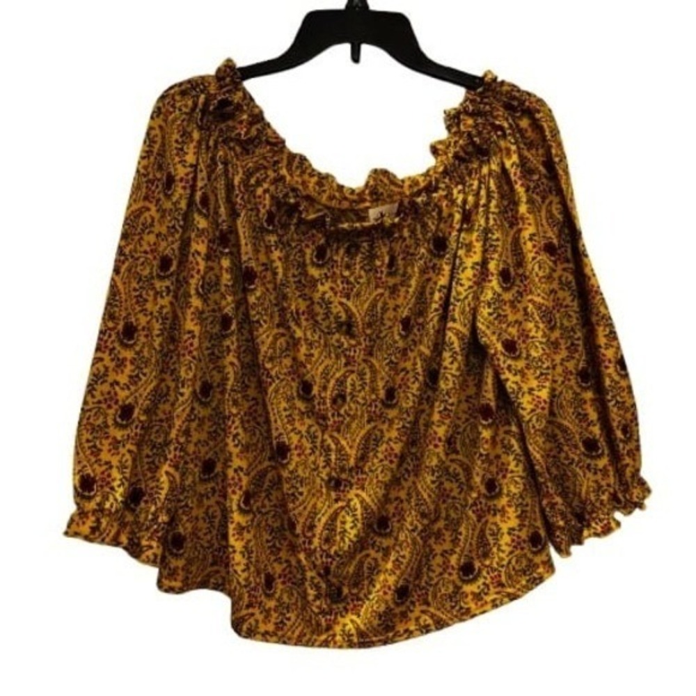 Melloday Women's Blouse Large Paisley Off‎ Shoulder Top
